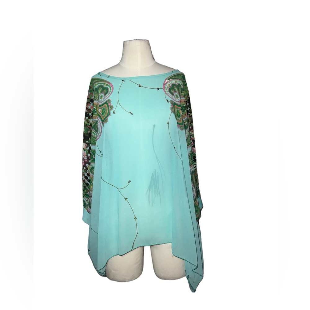 WOMENS | BOHO BOAT NECK LOOSE FITTING FLORAL SHEER TOP LARGE